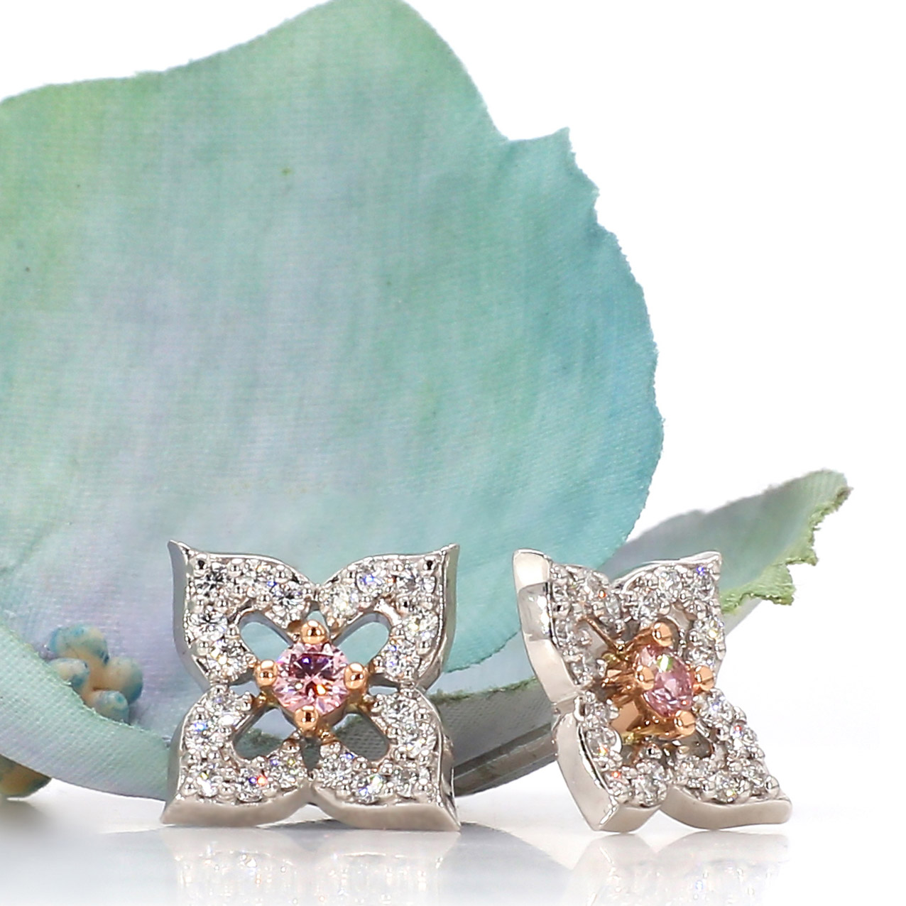 Argyle Pink Diamond Floral Earrings