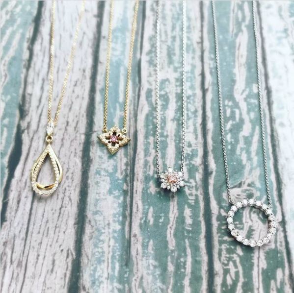 Various designs of Argyle Pink Diamond Pendant Necklaces