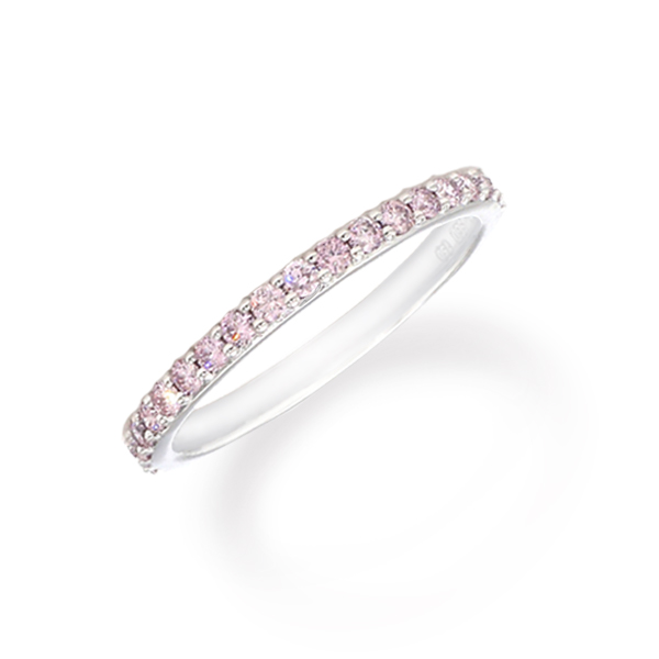 Pink diamond wedding band white gold Clearance