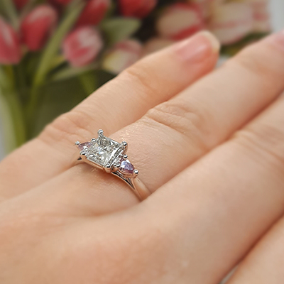 Pink Tourmaline & Diamond Engagement Ring Antique Vintage Style