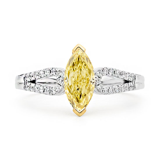 Marquise Cut Yellow Diamond Engagement Ring